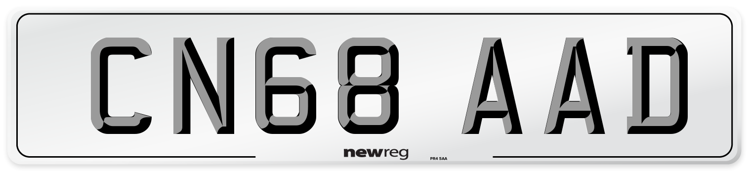 CN68 AAD Number Plate from New Reg